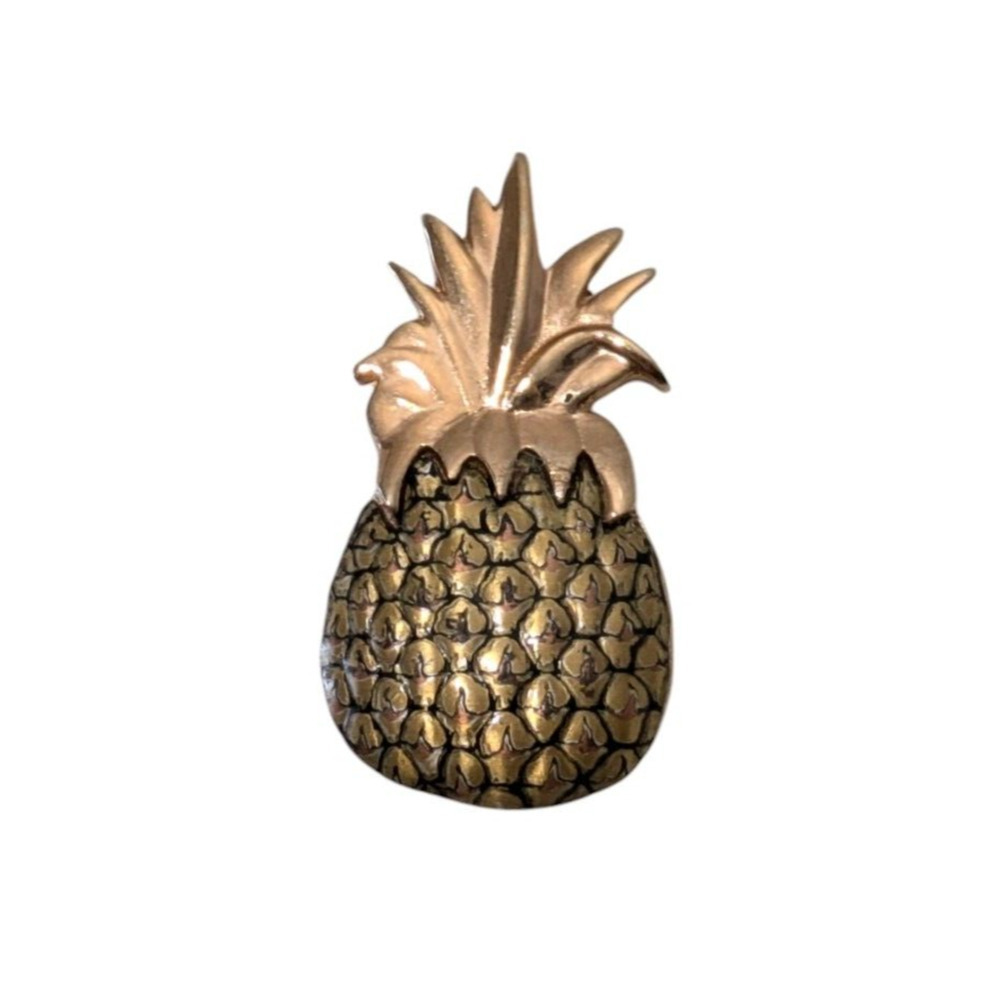 Vintage Reed & Barton Damascene Pineapple Gold Tone Brooch Pin